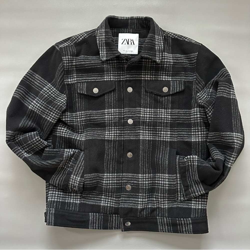 Zara Men's Wool Blend Plaid Jacket L